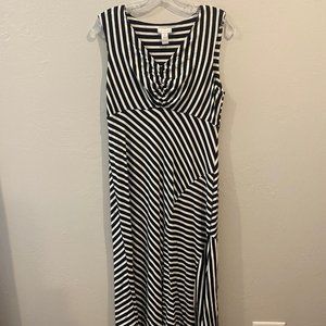 Chico's Black & White Stripe Assymetrical Dress
